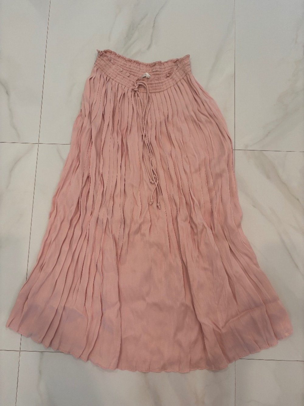 Love Shack Fancy Blush Pink Pleated Maxi Skirt- Size P